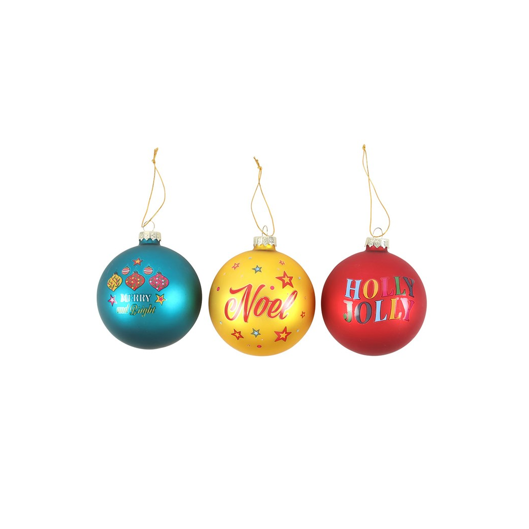 Set of 3 Nostalgic Christmas Glass Baubles