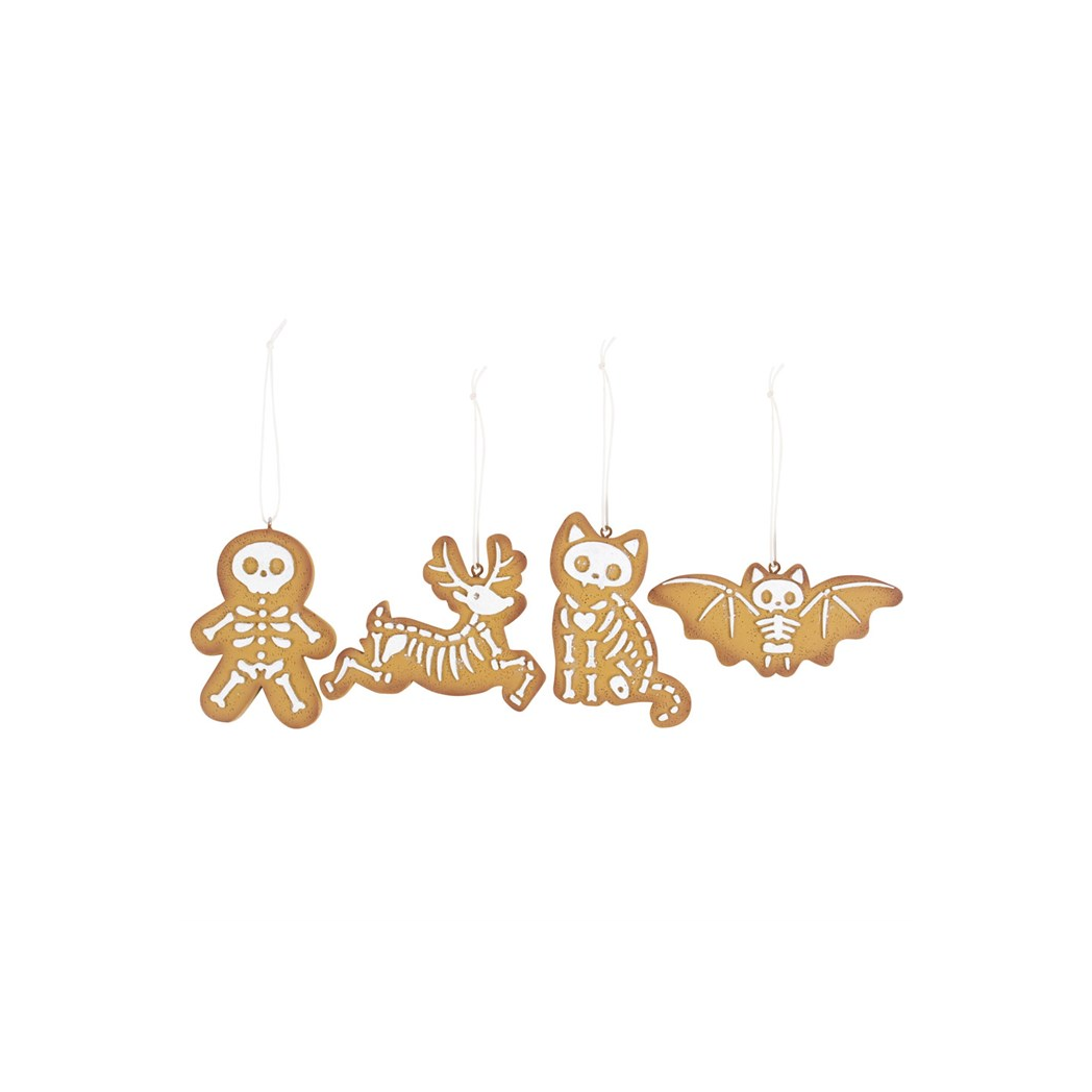 Set of 4 Creepy Skeleton Cookie Ornaments
