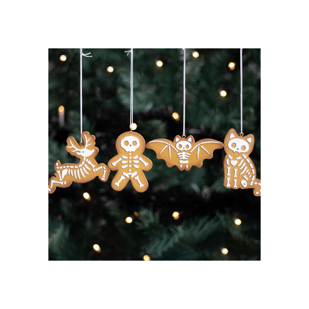 Set of 4 Creepy Skeleton Cookie Ornaments
