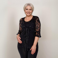 SEQUIN LACE 1/2 BELL SLEEVE TIE FRONT SHRUG / BOLERO JACKET