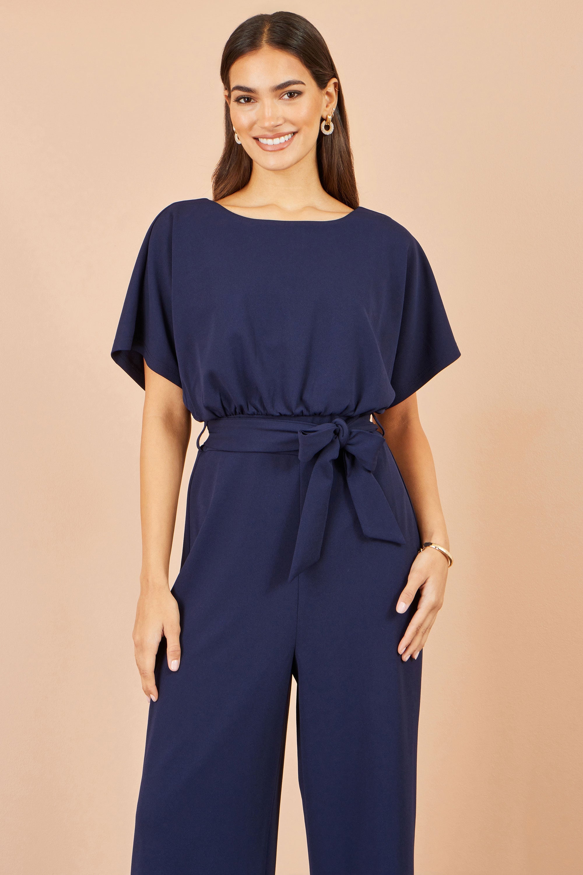 Navy Batwing Stretch Jumpsuit