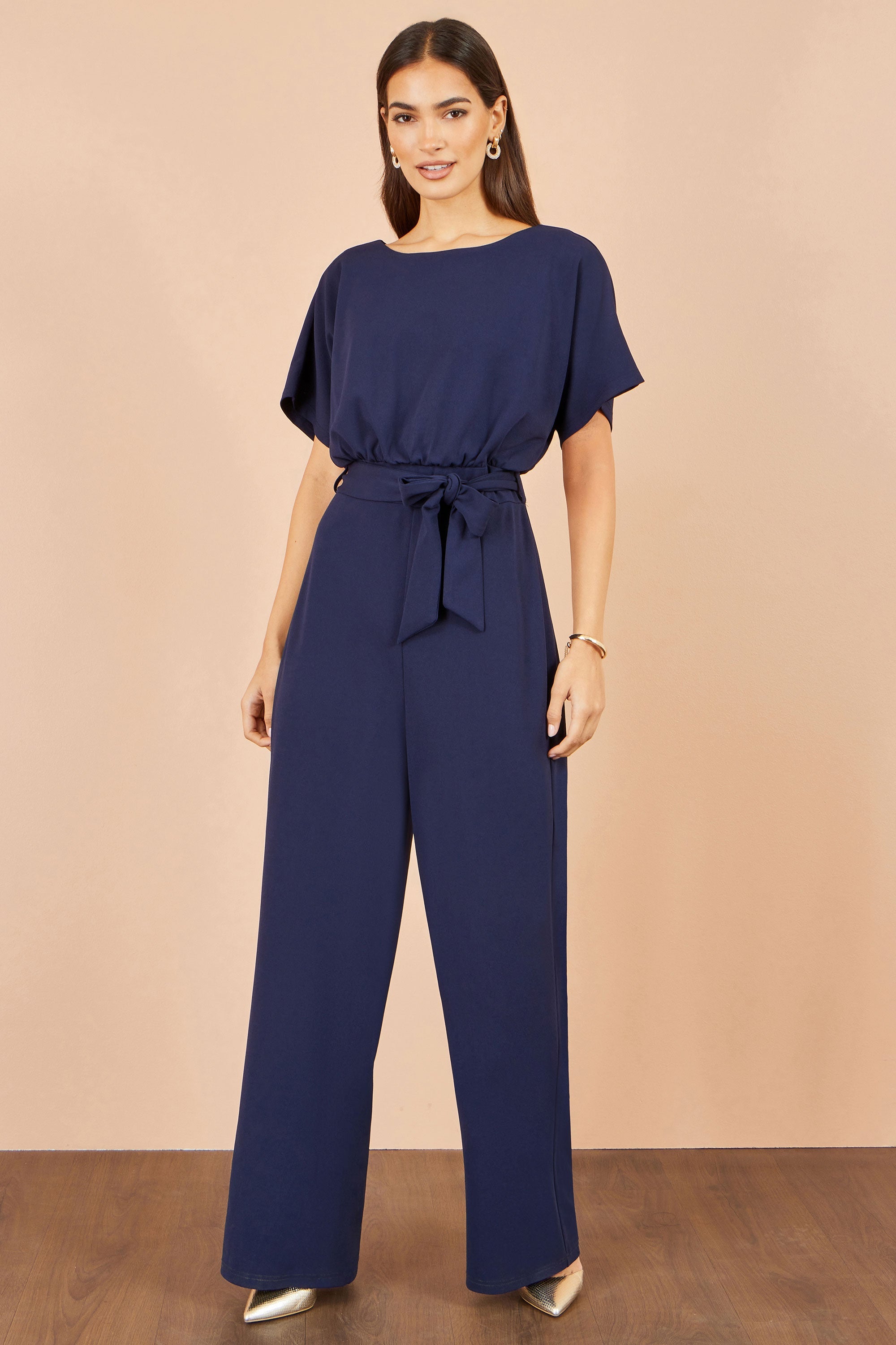 Navy Batwing Stretch Jumpsuit