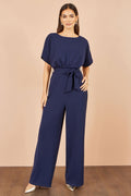 Navy Batwing Stretch Jumpsuit