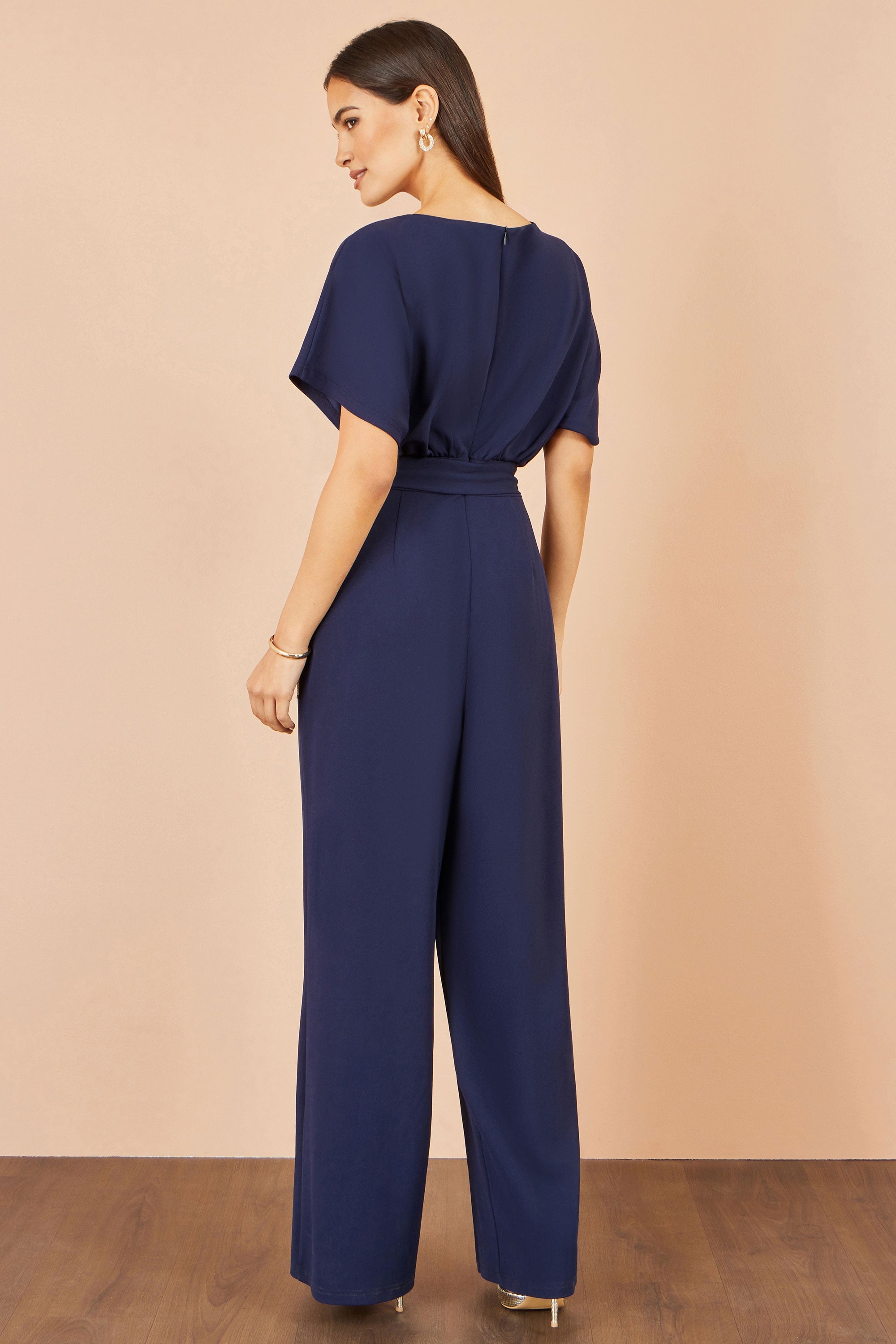 Navy Batwing Stretch Jumpsuit
