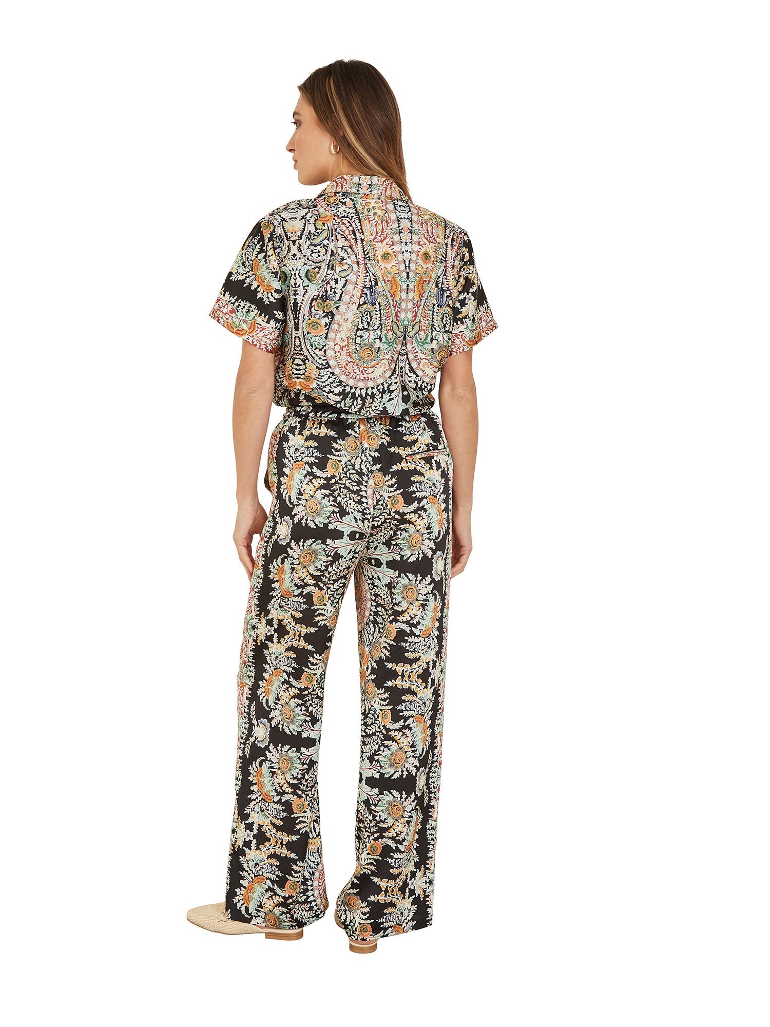 Black Paisley Print Relaxed Fit Trousers