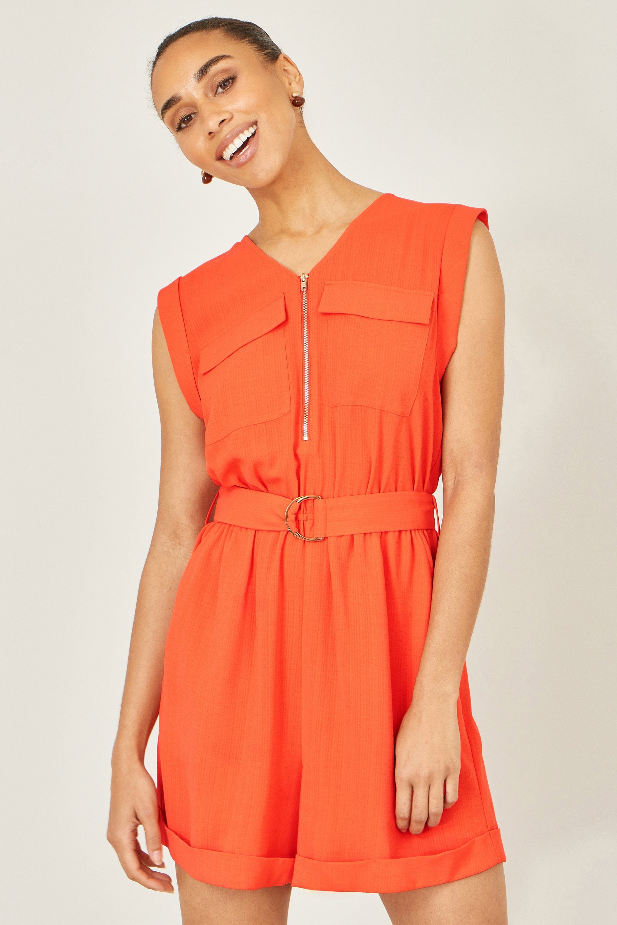 Orange Utility Style Playsuit