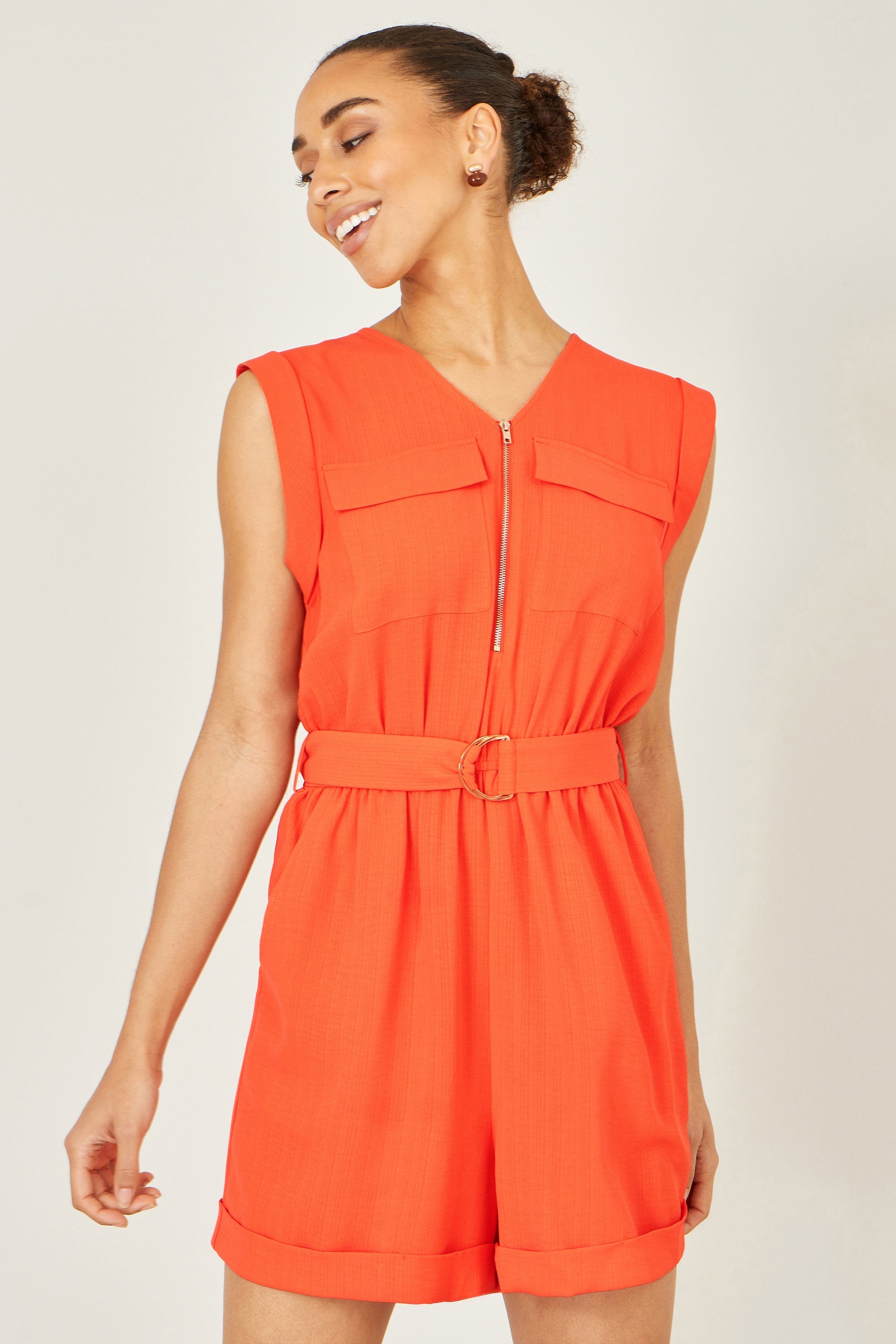 Orange Utility Style Playsuit