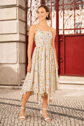 White Botanical Embroidery Fabric Handkerchief Hem Dress