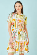 Multicolour Sun Patchwork Print Shirt Dress