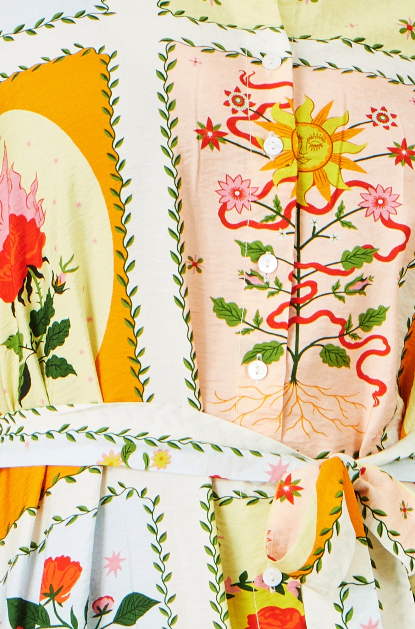 Multicolour Sun Patchwork Print Shirt Dress
