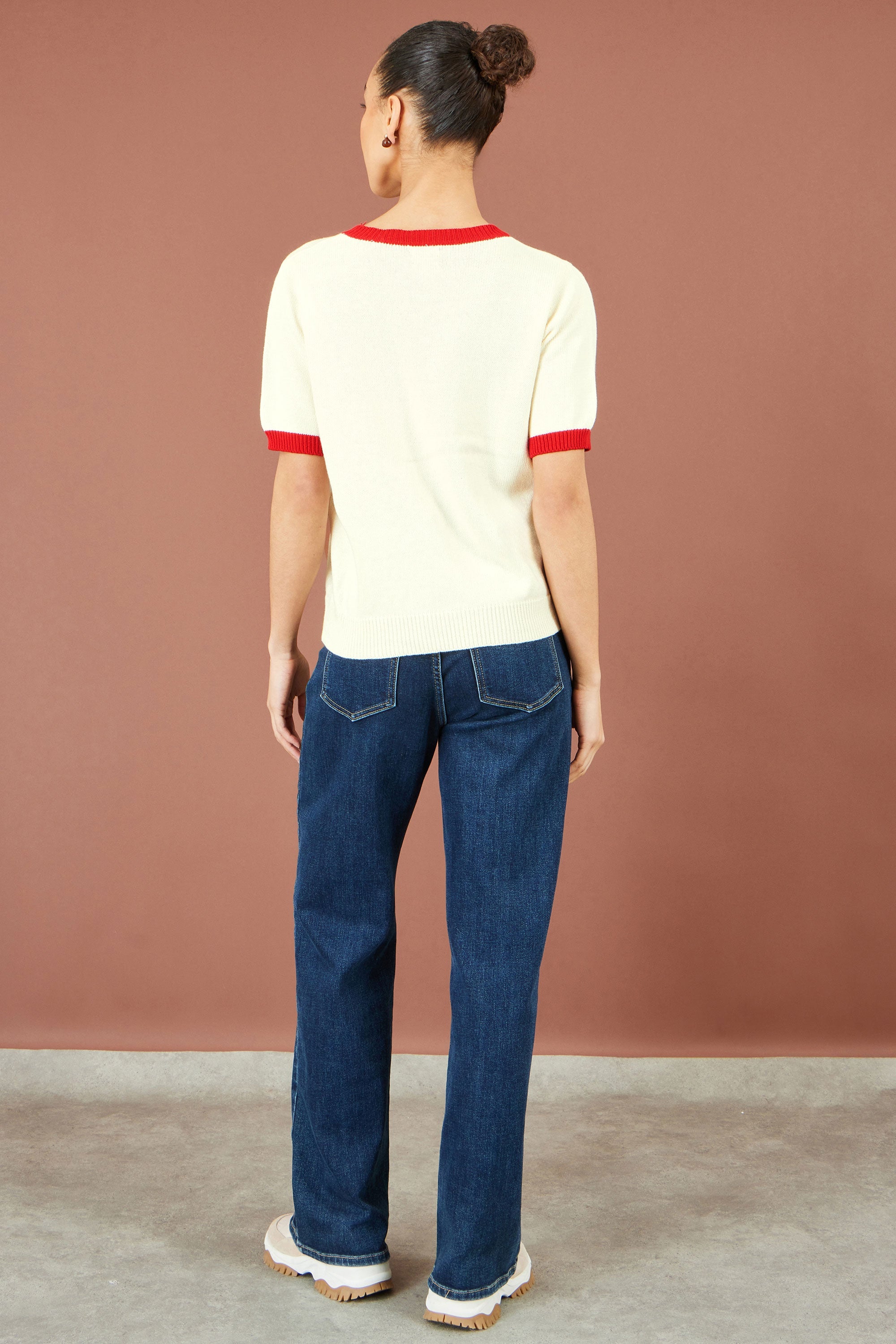 Ivory Cherry Cotton Knitted Top