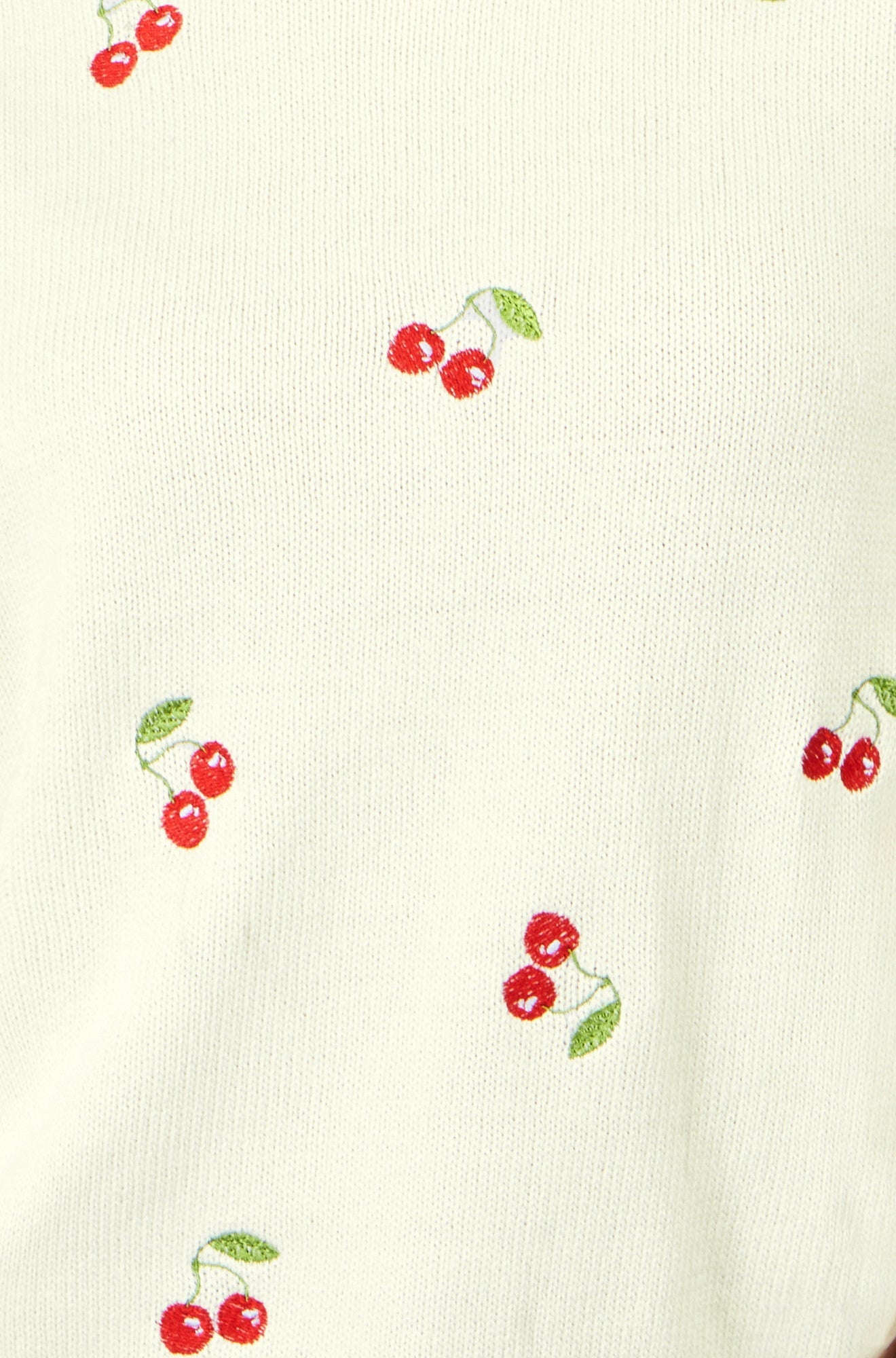 Ivory Cherry Cotton Knitted Top