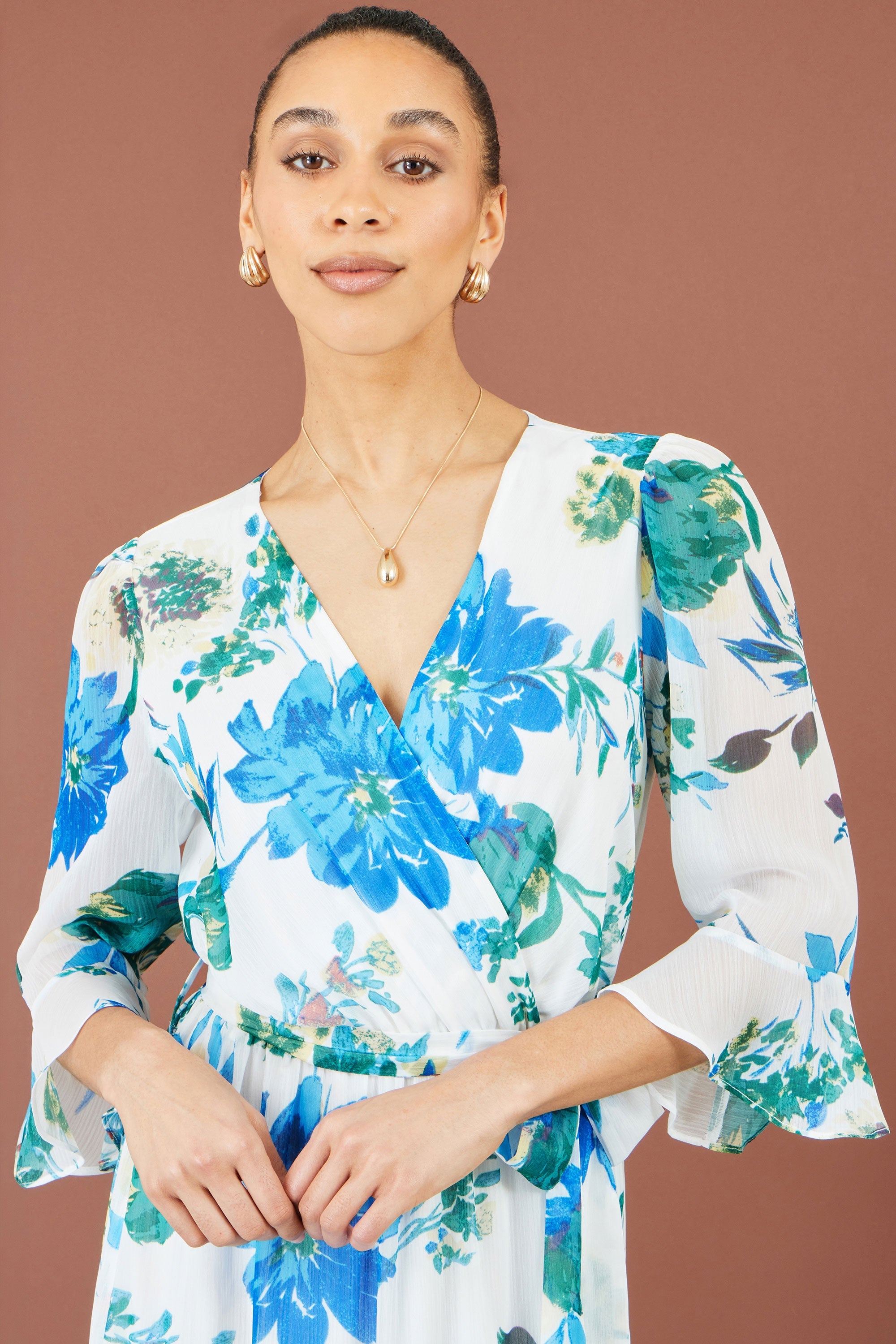 White Floral Maxi Wrap Dress
