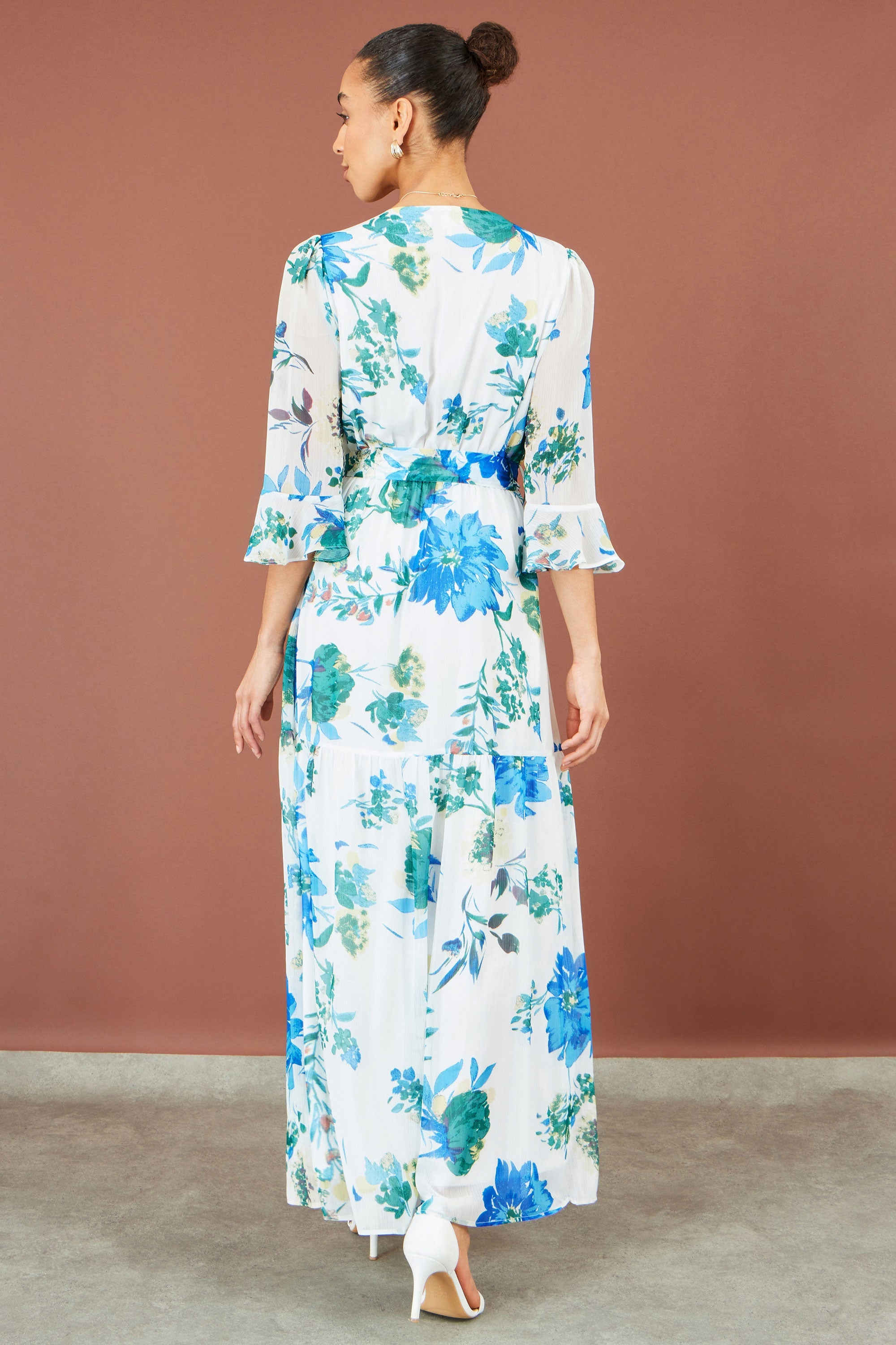 White Floral Maxi Wrap Dress