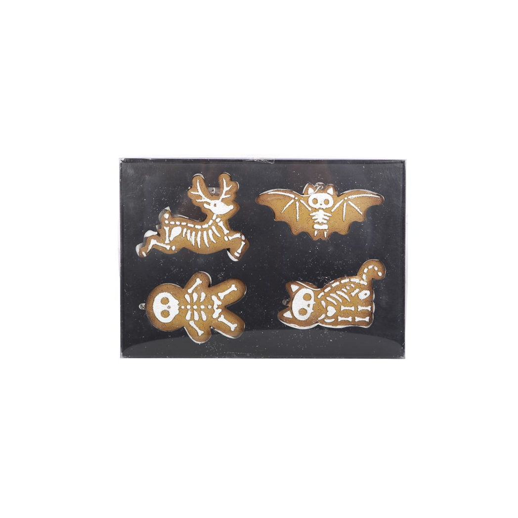 Set of 4 Creepy Skeleton Cookie Ornaments