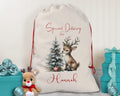 Personalised Christmas Sack - Santa Sack for Kids Presents Xmas Reindeer Tree Design Stocking Christmas Eve Bag Box for Girls & Boys XS019