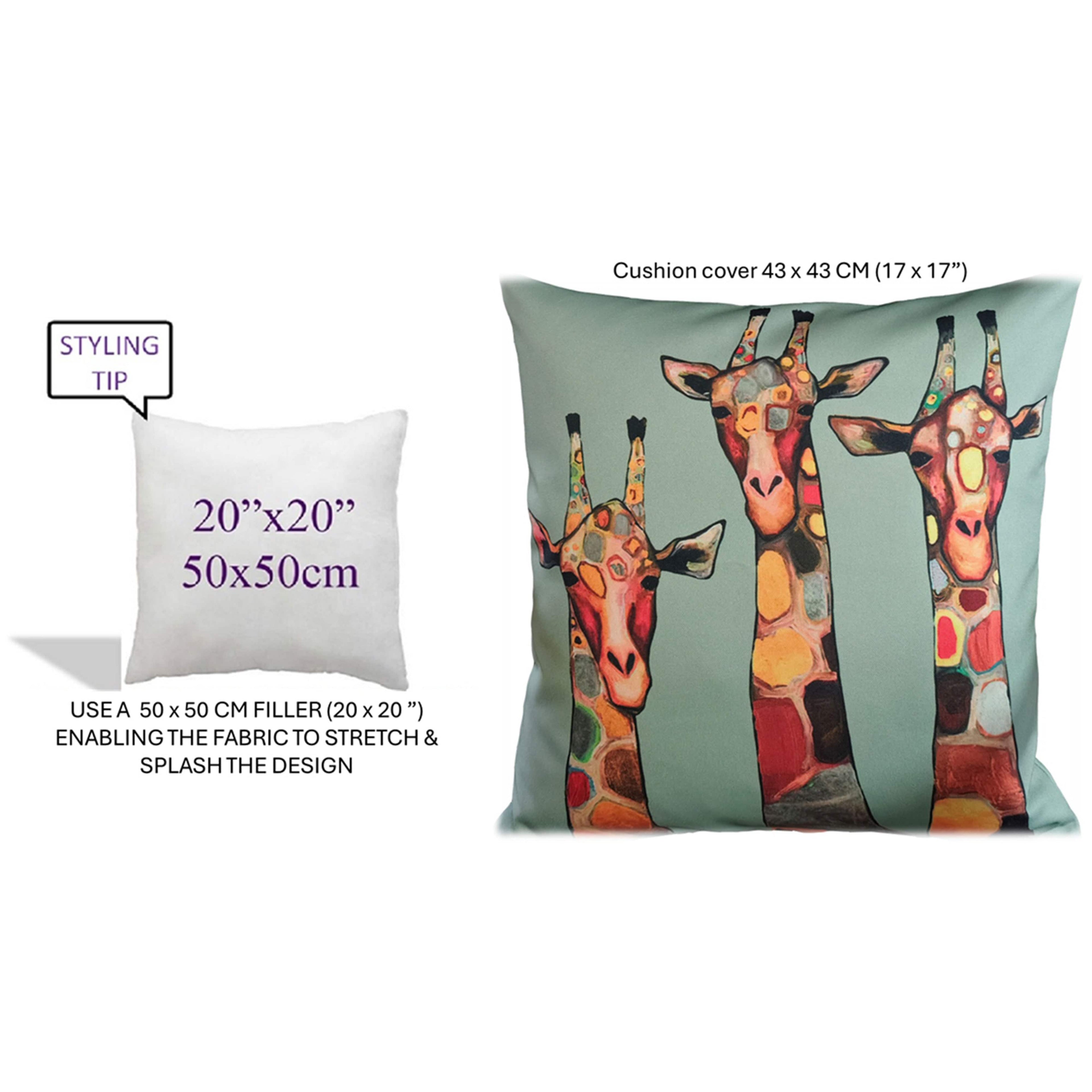 Giraffe Waterproof Cushion Covers 43x43 Cm Reversible Breathable Indoor