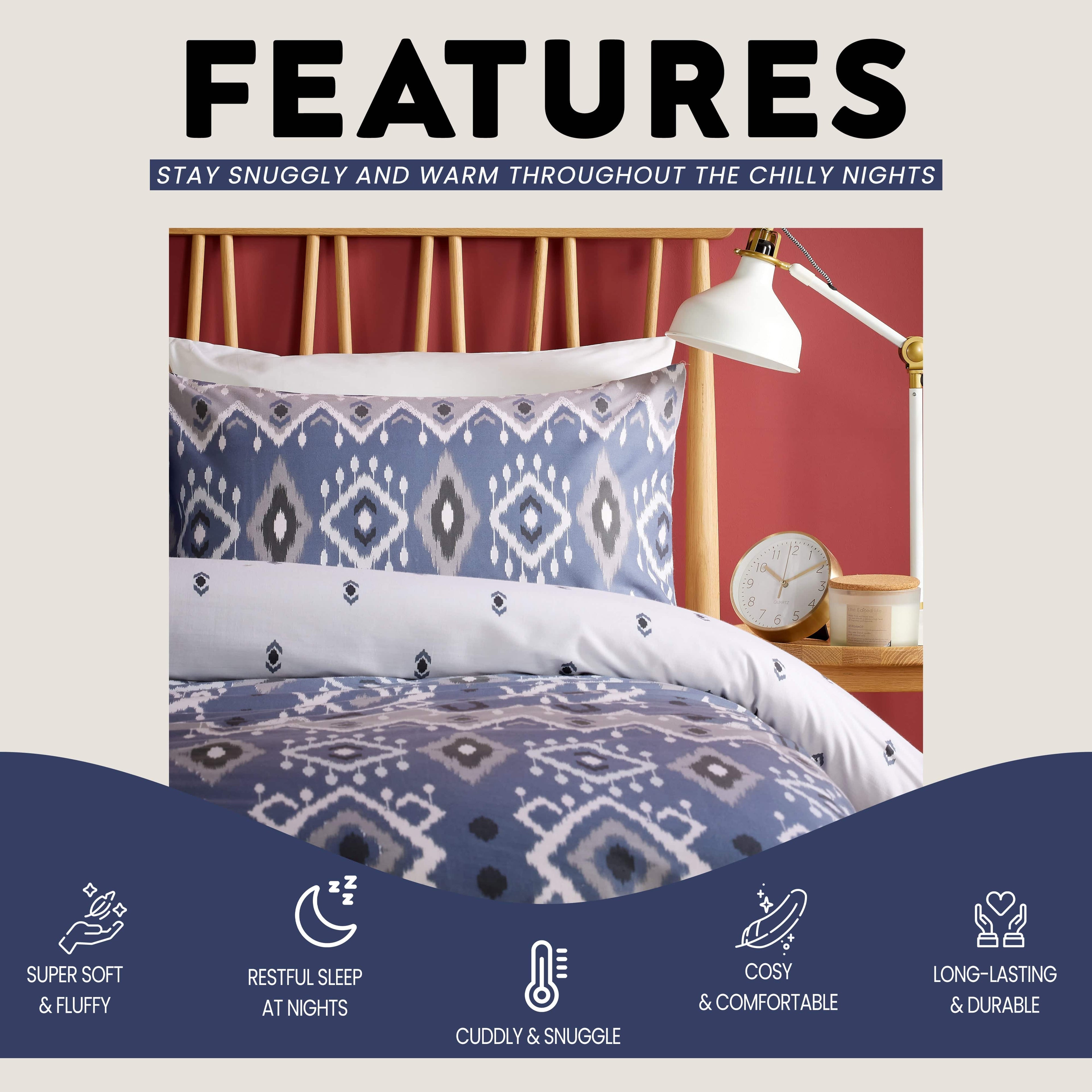 Taxila Duvet Cover Set Easy Care Reversible Cotton Mix Super Soft for Everyday Luxury Hotel-Style