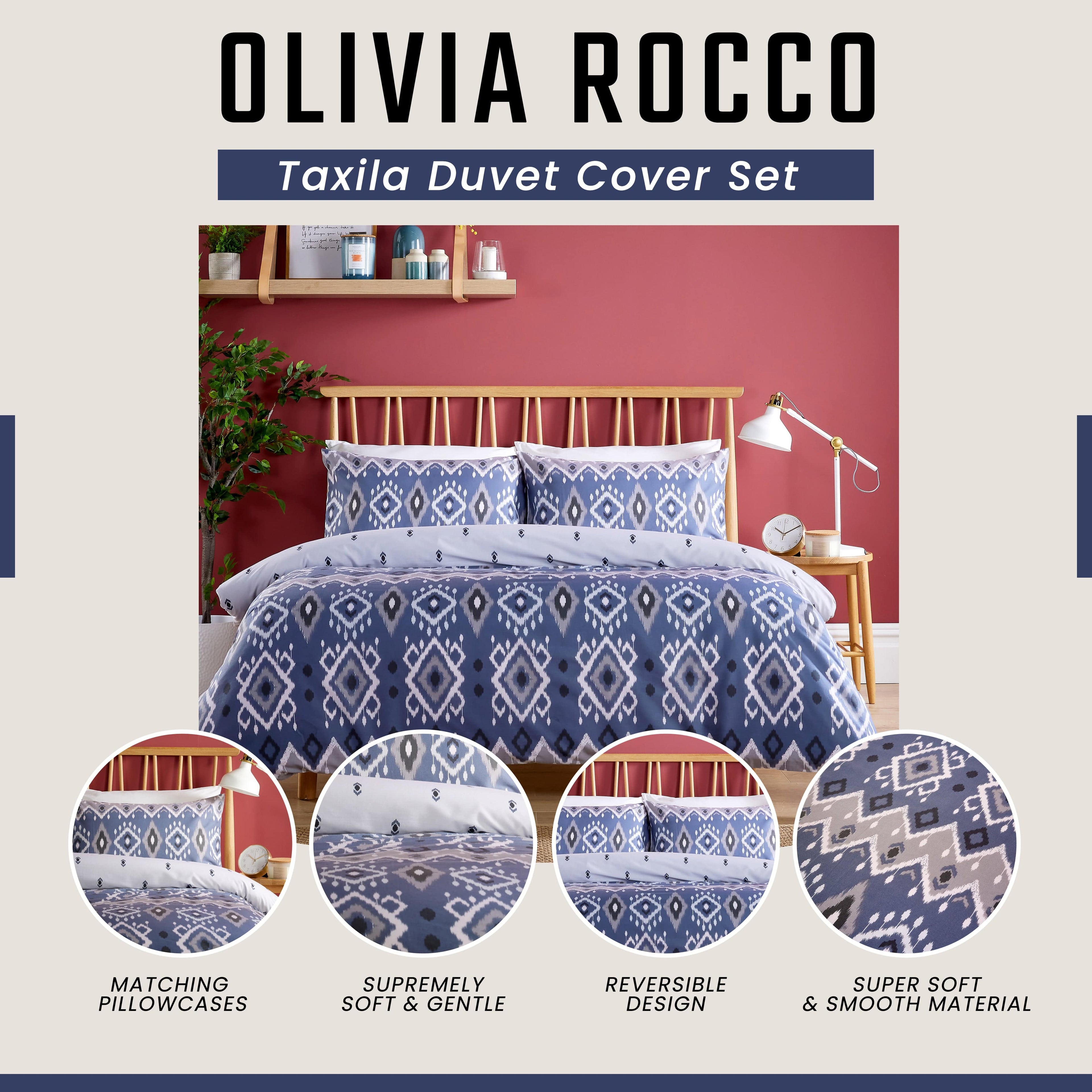 Taxila Duvet Cover Set Easy Care Reversible Cotton Mix Super Soft for Everyday Luxury Hotel-Style