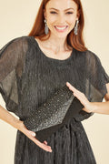 Black Sparkle Envelope Clutch Bag
