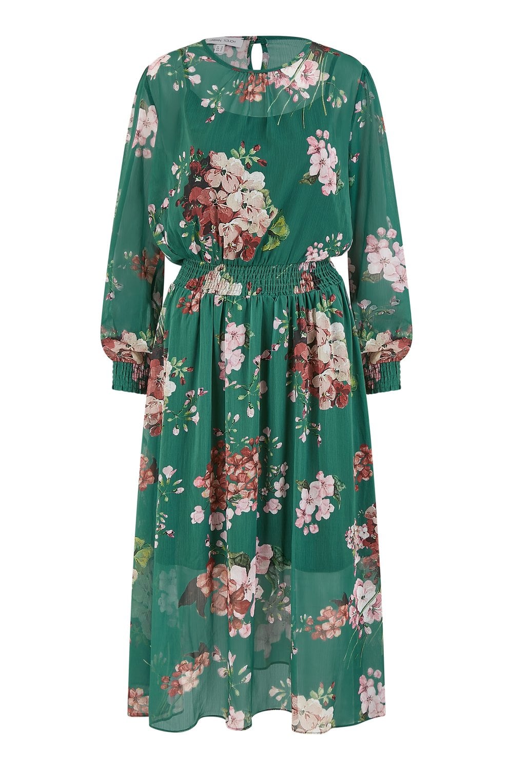 Urban Touch Green Floral Print Long Sleeve Dress
